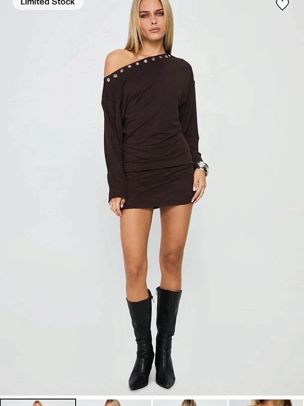 Princess Polly Sakaia Long Sleeve Eyelet Mini Dress